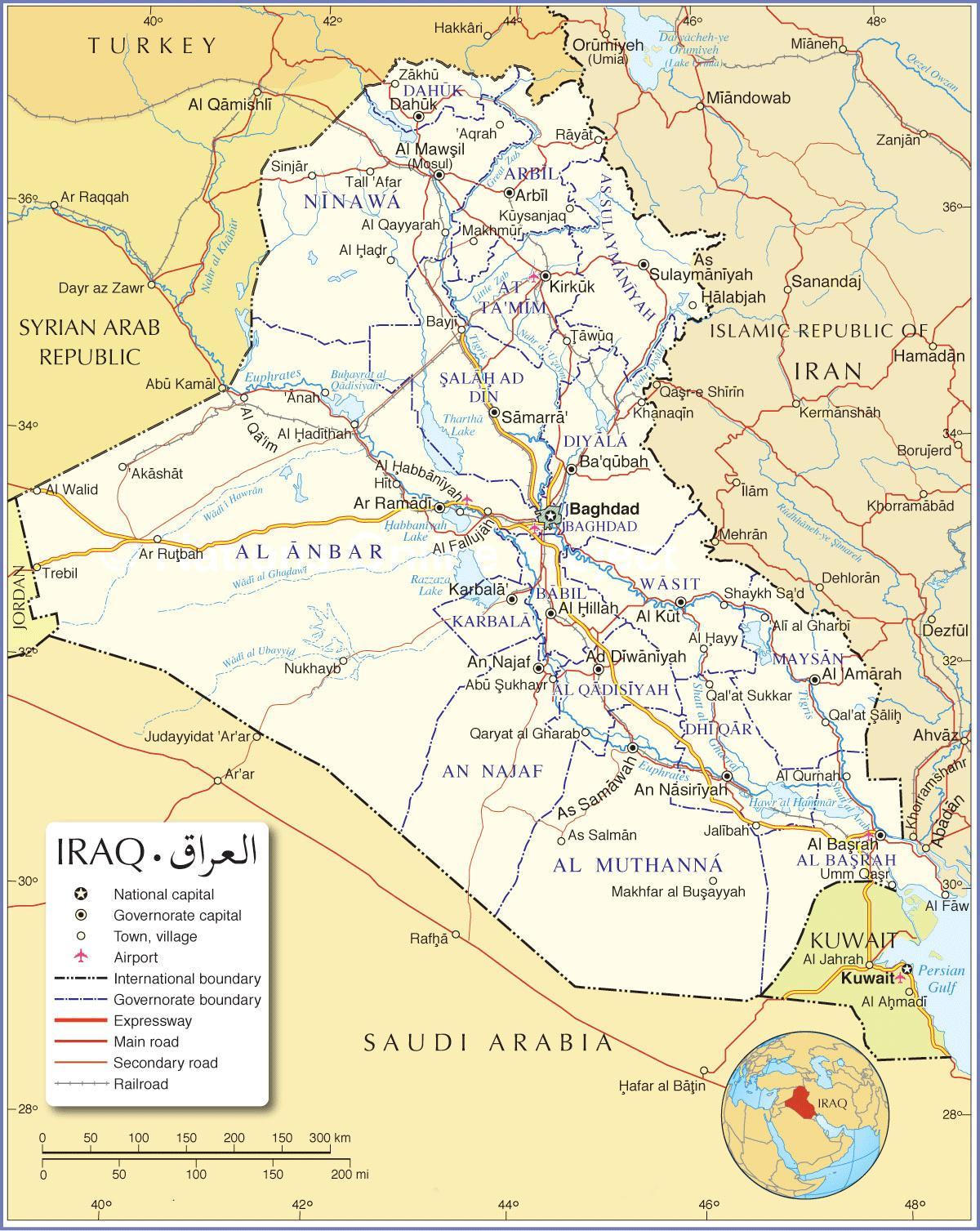 Kaart Iraagi teed